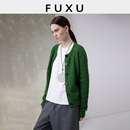 芙蕖FUXU 德国扬子高支纯羊毛圆领绞花毛衣秋季 百搭打底针织开衫