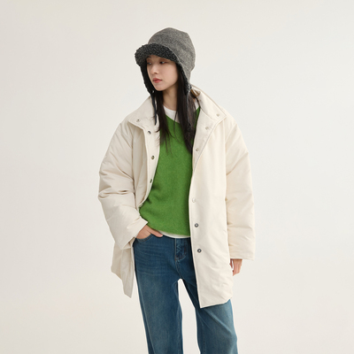 90白鹅绒中长款羽绒服女