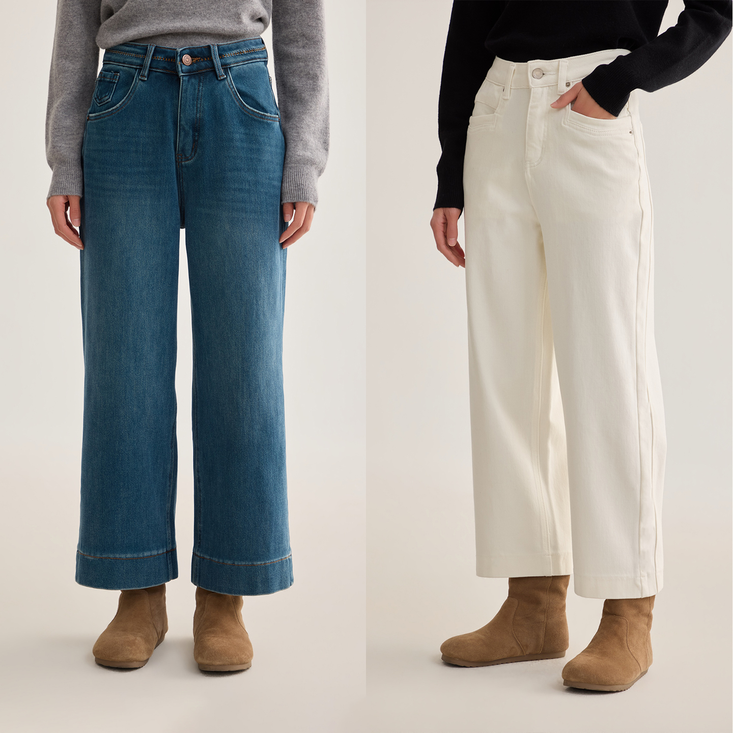 加绒加厚直筒九分牛仔裤