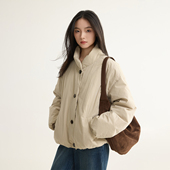 安心90白鹅绒 可扫码 溯源 芙蕖FUXU 大朵绒立领短款 单排扣羽绒服