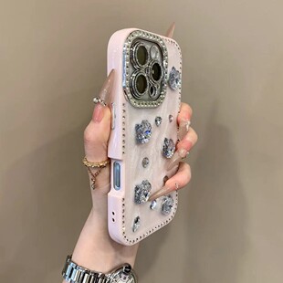 闪钻滴胶KT猫咪适用iPhone16手机壳苹果15pro新款 12小众防摔软壳 14promax高级感13保护套苹果16PROMAX女款