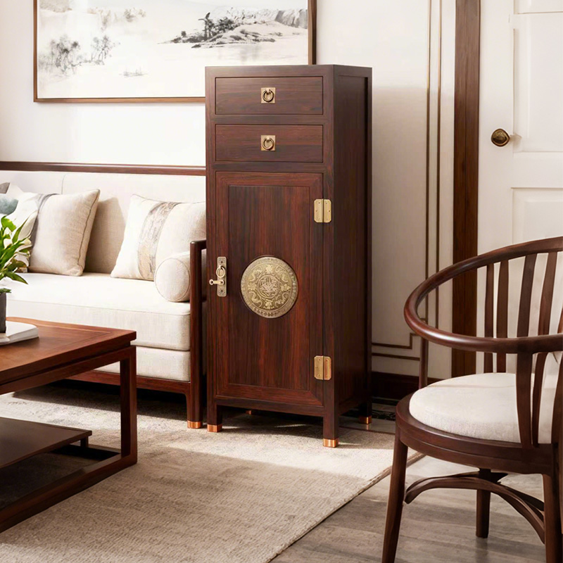 虎牌新中式实木隐形保险柜家用小型100斤以上指纹126cm防盗客厅办公玄关展示储物高端隐藏全钢大容量保险箱