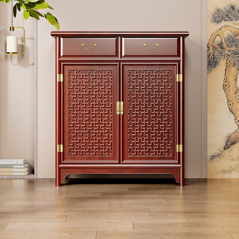 虎牌中式隐形办公室保险柜家用指纹108cm环保原色免漆带抽屉客厅