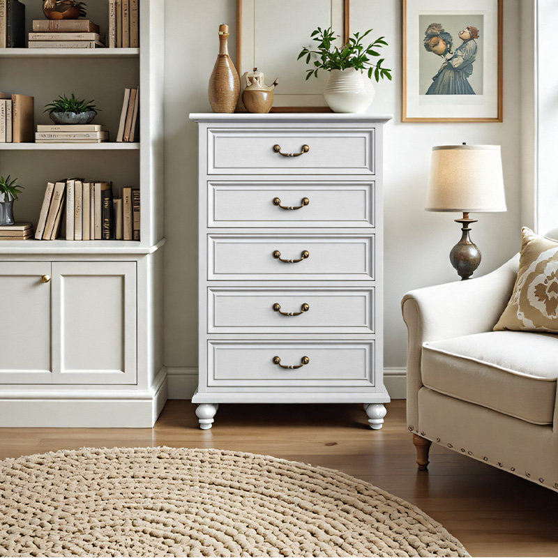 虎牌美式实木五斗柜隐形保险柜家用办公101cm高隐藏式智能指纹抽