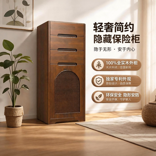 虎牌北欧实木隐藏式保险柜家用144斤搬不走2026新款智能指纹人脸识别看不出来的隐形大容量防盗保险箱CSP标准