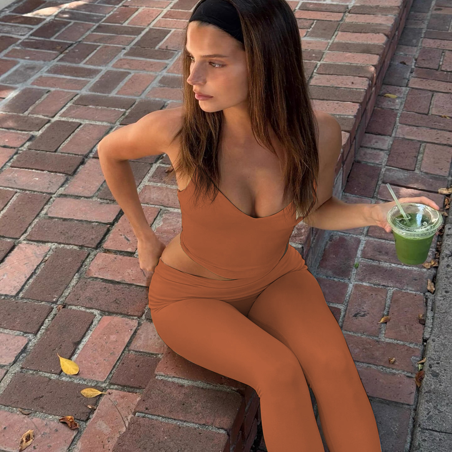 *csb 运动文胸健身背心带胸垫可拆卸瑜伽套装蜜桃长裤 无标版