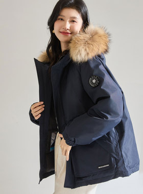 25冬季户外工装风派克羽绒服90白鸭绒貉子毛领加厚保暖外套25653