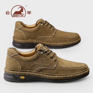 公羊工装皮鞋2025新款男士户外休闲鞋子真皮复古美式头层牛皮男鞋