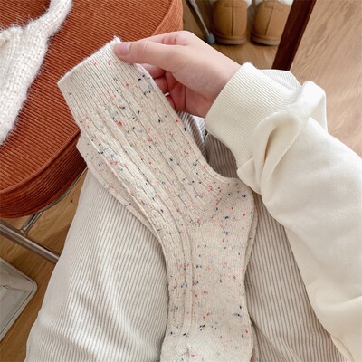 满天星纯棉针织简约韩系中筒袜