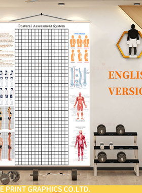 英文版体测图体姿体态评估表postural assessmen chart健身房墙贴