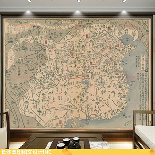 西汉地图墙纸博物馆历史文化地理知识背景墙西汉州郡县分布图壁画
