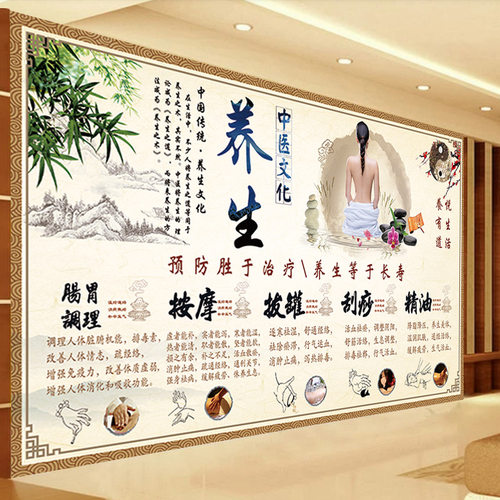 中医调理墙纸养生理疗装饰壁画
