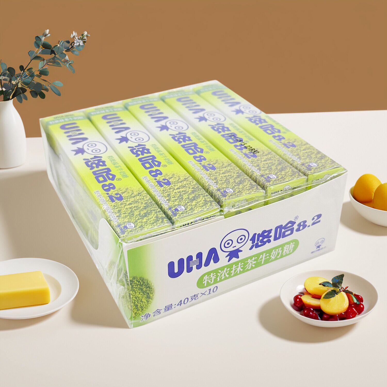 悠哈UHA味觉糖特浓牛奶味条糖40g清凉抹茶桃子味条装便携零食糖果