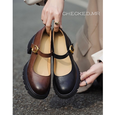 不掉跟头层小牛皮玛丽珍单鞋女鞋