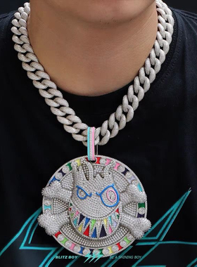 欧美嘻哈10cmTravis Scott同款定制恶魔骨头吊坠圆盘嘻哈吊坠