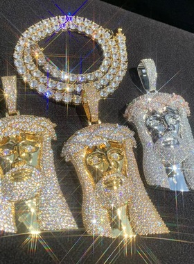 欧美跨境嘻哈荆棘藤蔓头像锆石吊坠高级感复古饰品项链男士吊坠