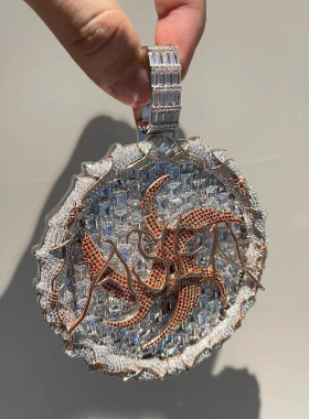 ASEN饼艾志恒超大号真同款定制原款特大号欧美嘻哈说唱吊坠项链