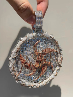 ASEN饼艾志恒超大号真同款定制原款特大号欧美嘻哈说唱吊坠项链