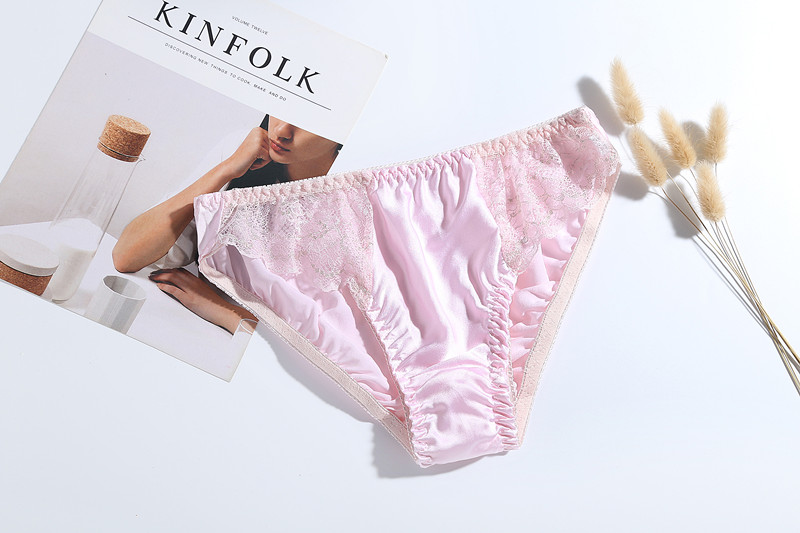 真丝内裤女桑蚕丝三角透气蕾边
