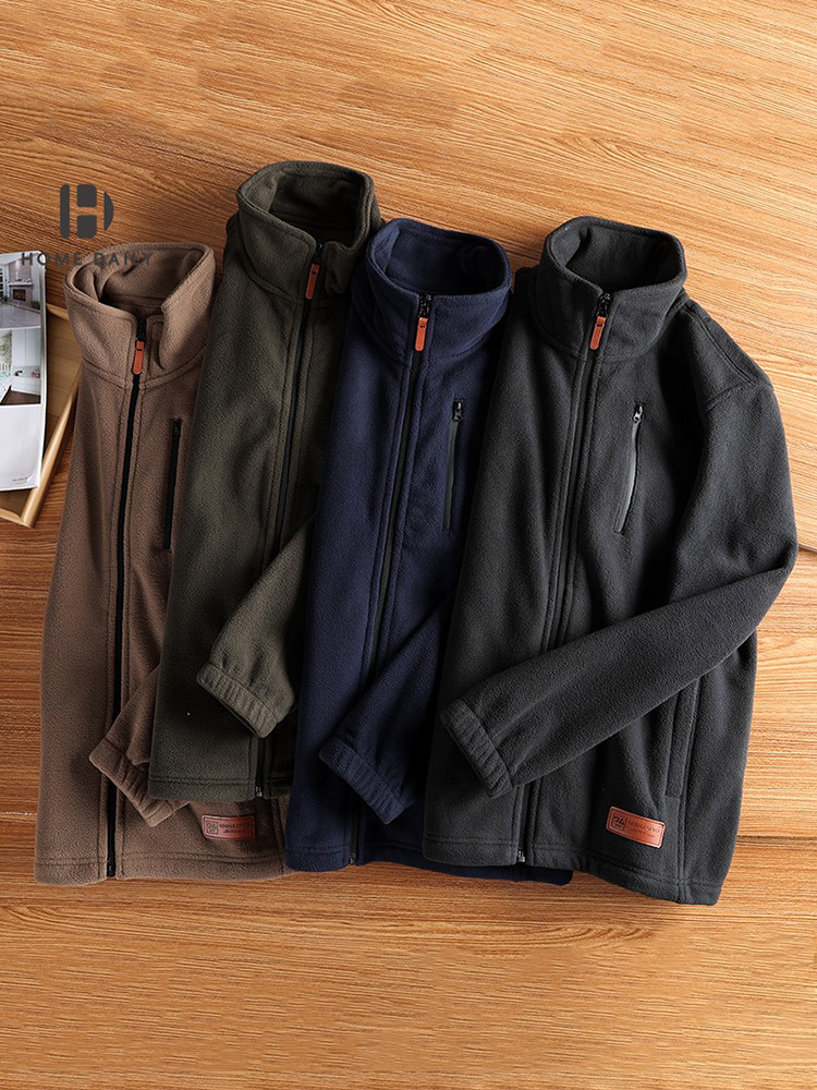 홈 데일리 폴라 플리스 자켓 남성용 트렌디 루즈 캐주얼 카디건 스탠드 칼라 패션 스포츠 자켓 남성용