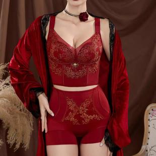 美容院调整型塑形美体内衣女大胸显小胸聚拢无钢圈八排扣文胸套装