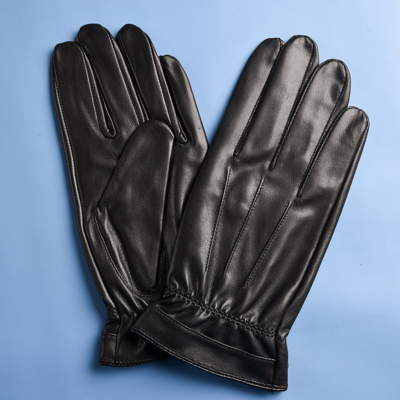 山羊皮真皮手套骑行户外加绒抗寒防风雪地保暖男分指可触屏手套