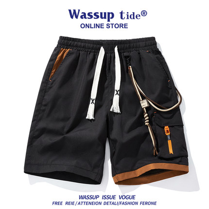 WASSUPTIDE美式工装夏季短裤男潮流百搭沙滩裤宽松休闲运动五分裤