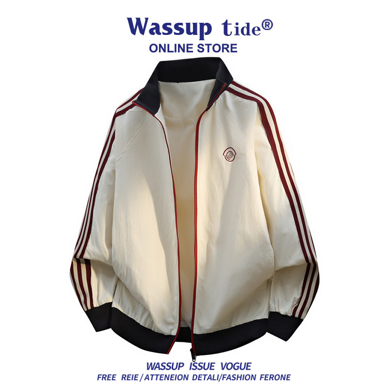 WASSUP TIDE双杠学院风外套撞色男士透气舒适空气感青春潮流时尚