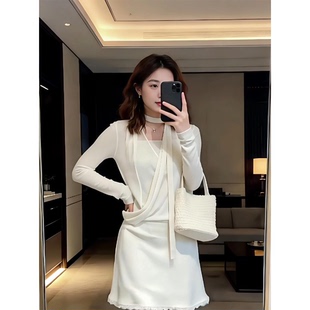 parkyeon韩系温柔风高级感网纱拼接上衣女百搭显瘦半身裙套装