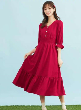 爱衣服秋冬季新款时尚气质v领大摆裙裙女1105A-N16485-7-限抢