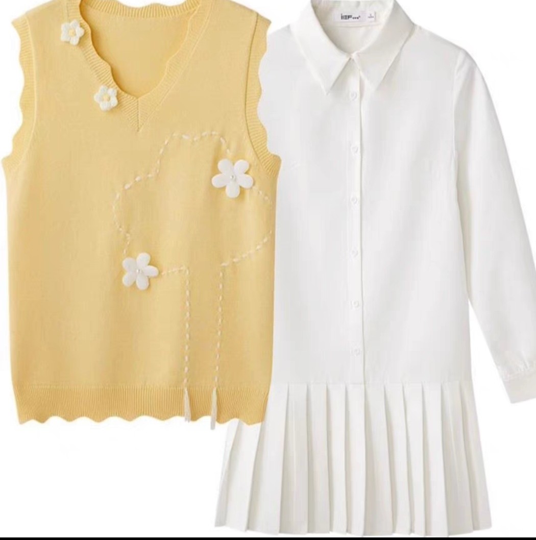 连衣爱衣服秋季新款甜美女孩子气里针织背心针织外单件