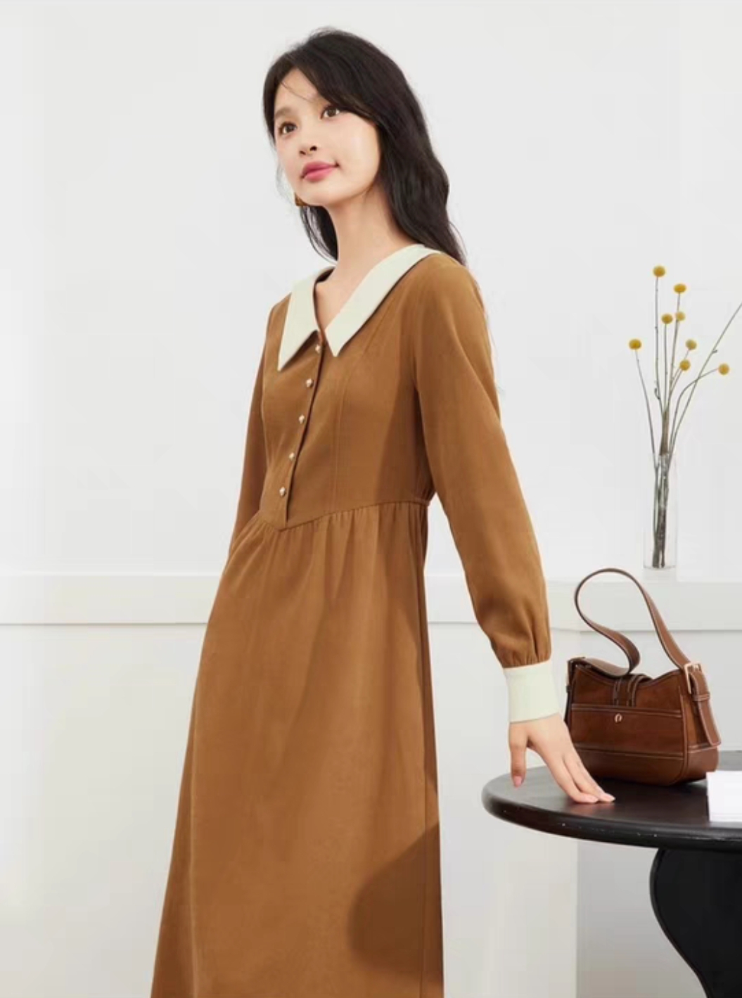 爱衣服衣裙季新款法式文艺复古风美拉德气质连衣中裙连衣裙女