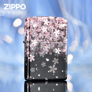 打火机Zippo原装 礼品 夜光粉色彩印满天星樱花男士 煤油防风正版