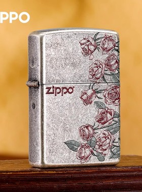 芝宝Zippo之宝打火机古银彩印热恋玫瑰正品煤油防风打火机收藏