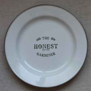 出口瑕疵磕瓷品 户外露营野餐盘 搪瓷盘圆形复古白色系菜盘