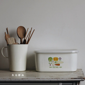 腌菜渍物长方形储存盒蔬菜 白色搪瓷深型保鲜盒 瑕疵品 静品 良元