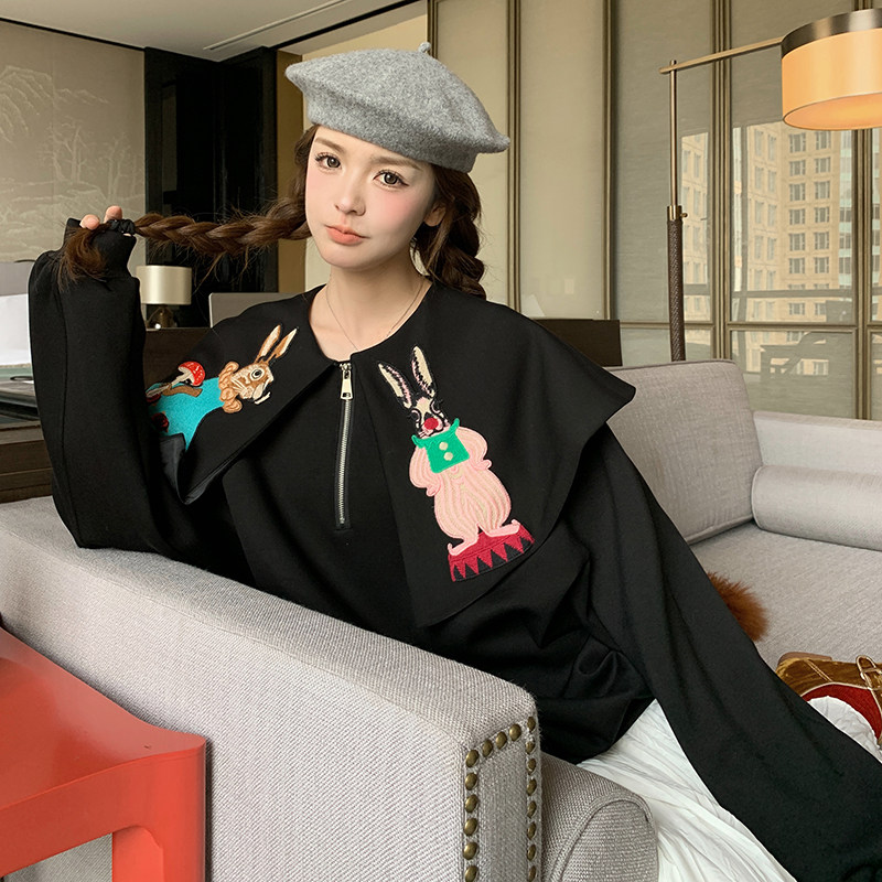 已出大货【秋装新品】兔子刺绣卫衣6515P125控188,女装卫衣/绒衫,浙宝089