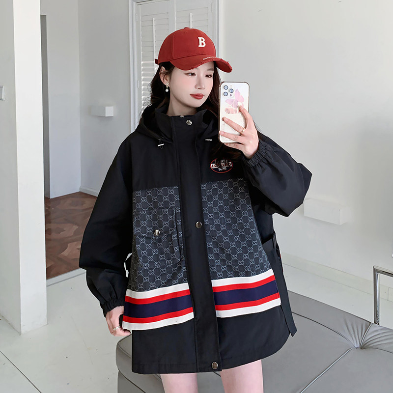 已出大货23春装新款牛仔拼接工装风衣6171P145控198,女装风衣,浙宝089