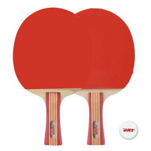 DHS II型 红双喜 乒乓球拍 横拍对拍训练娱乐两拍一球套装