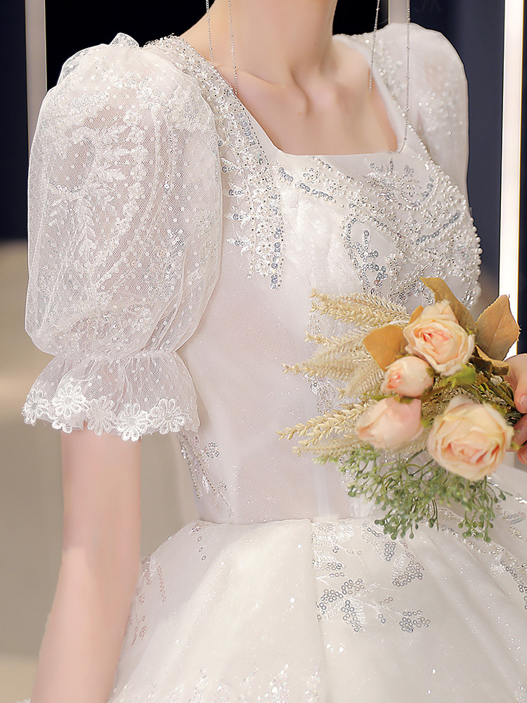 Winter wedding dress for bride, plus size, fitted, french style
