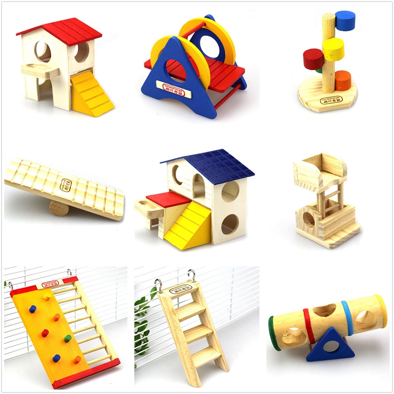 仓鼠金丝熊玩具木质窝玩具秋千木制翘翘筒跷跷板爬梯DIY仓鼠用品