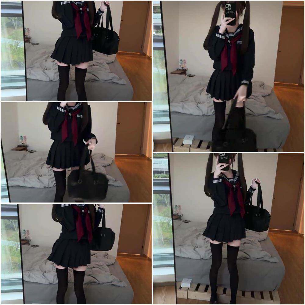 正统绀三本jk制服裙套装女学院风基础款水手服日系大尺码中间服班