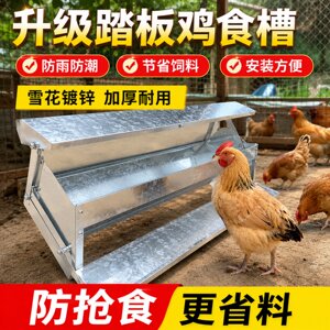 踏板鸡食槽喂鸡长方形食槽防偷食养鸡神器防雨鸡鸭鹅家禽防鼠防鸟