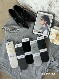 禧颜  新款春秋日韩系学生基础百搭款小茶纯色高筒袜堆堆袜五双装
