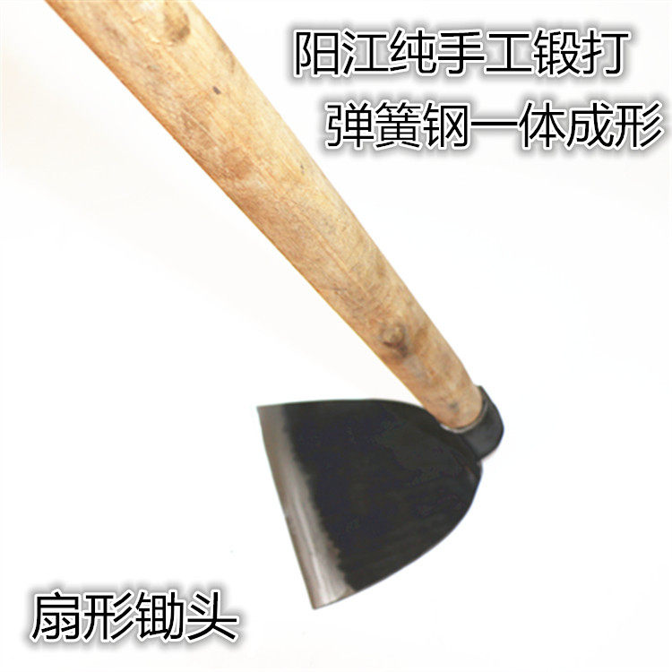 包邮种菜农具园艺翻地工具锻打木柄锄头长柄弹簧钢除草锄草手工锄图片