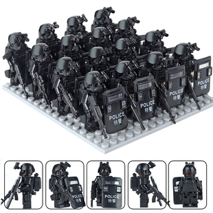 2025新款军事积木特种兵人仔士兵城市特警小人偶男孩拼装玩具礼物