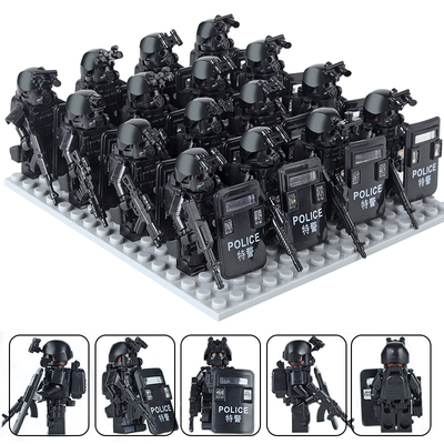 2025新款军事积木特种兵人仔士兵城市特警小人偶男孩拼装玩具礼物