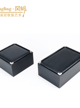 现代轻奢创意皮革首饰盒纸巾盒样板间卧室酒店装饰花器摆件
