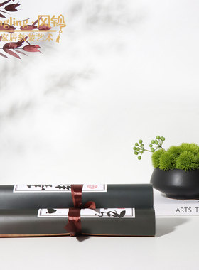 新中式抽象陶瓷中式书卷摆件样板间售楼处酒店玄关客厅软装