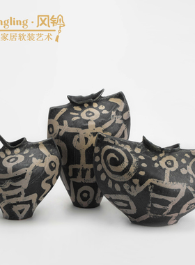 现代简约侘寂风抽象艺术花瓶酒店民宿博古架客厅关花器摆设